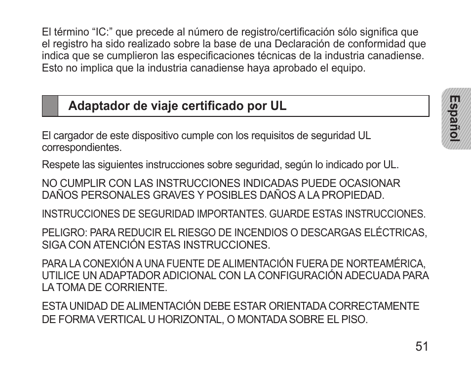 Adaptador de viaje certificado por ul | Samsung BHM1100NBACSTA User Manual | Page 53 / 63