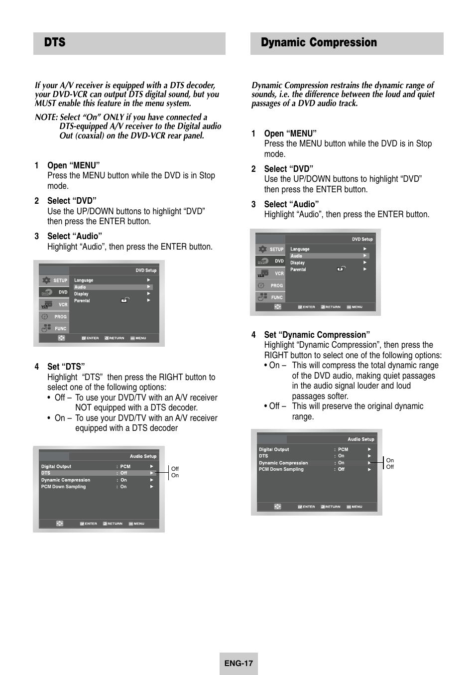 Dynamic compression | Samsung DVD-V4600-XAC User Manual | Page 18 / 37