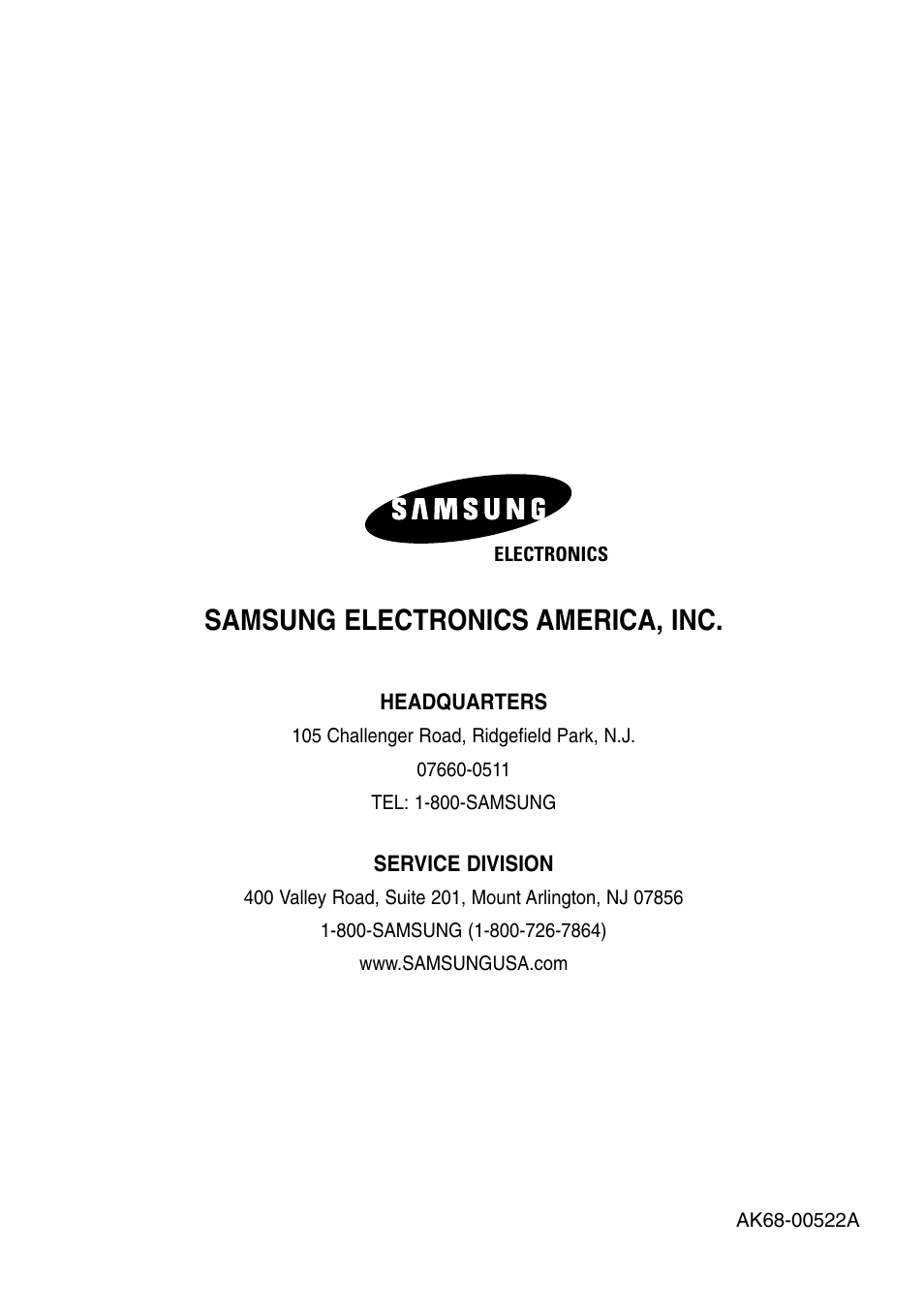 Samsung electronics america, inc | Samsung DVD-V4600-XAC User Manual | Page 37 / 37