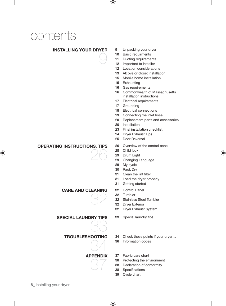 Samsung DV501AGW-XAA User Manual | Page 8 / 88