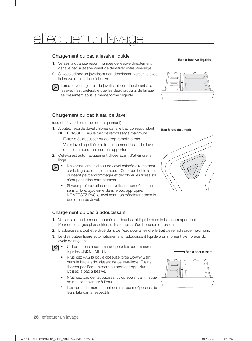 Eff ectuer un lavage | Samsung WA5471ABW-XAA User Manual | Page 114 / 132
