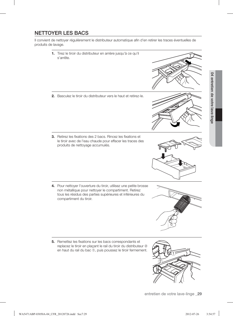 Nettoyer les bacs | Samsung WA5471ABW-XAA User Manual | Page 117 / 132