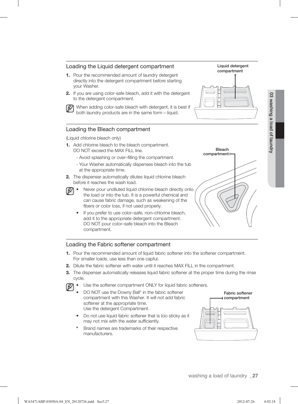 Samsung WA5471ABW-XAA User Manual | Page 27 / 132