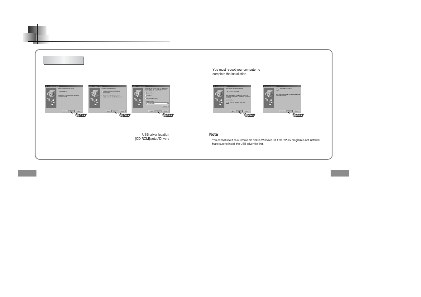 Manual installation of the usb driver | Samsung YPT5V-XAC User Manual | Page 10 / 29