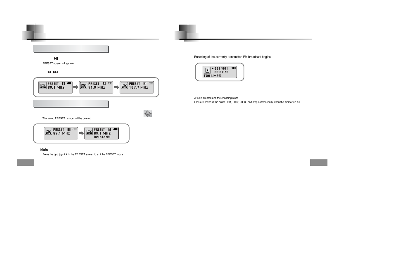 Listening to fm radio, Fm encoding | Samsung YPT5V-XAC User Manual | Page 17 / 29