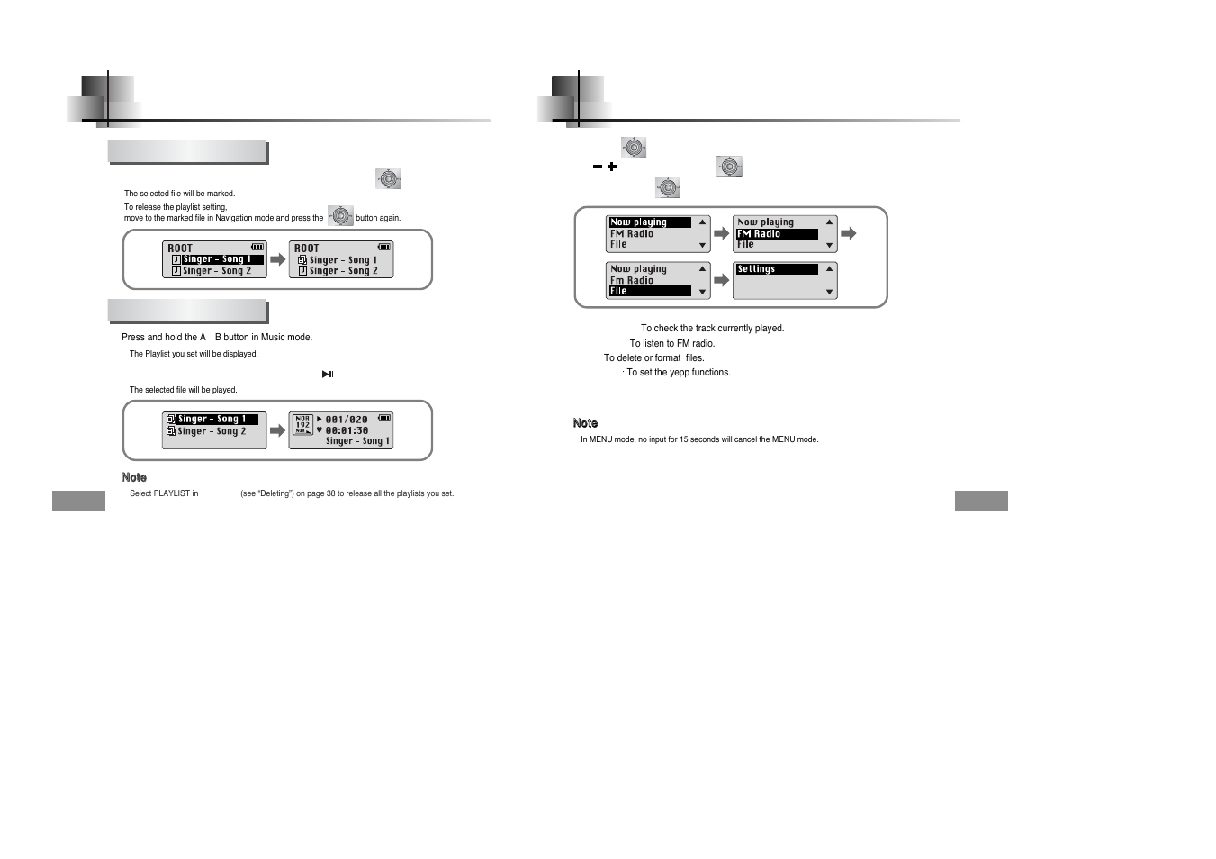 Setting playlist, Setting up menu, Playing playlist | Samsung YPT5V-XAC User Manual | Page 19 / 29