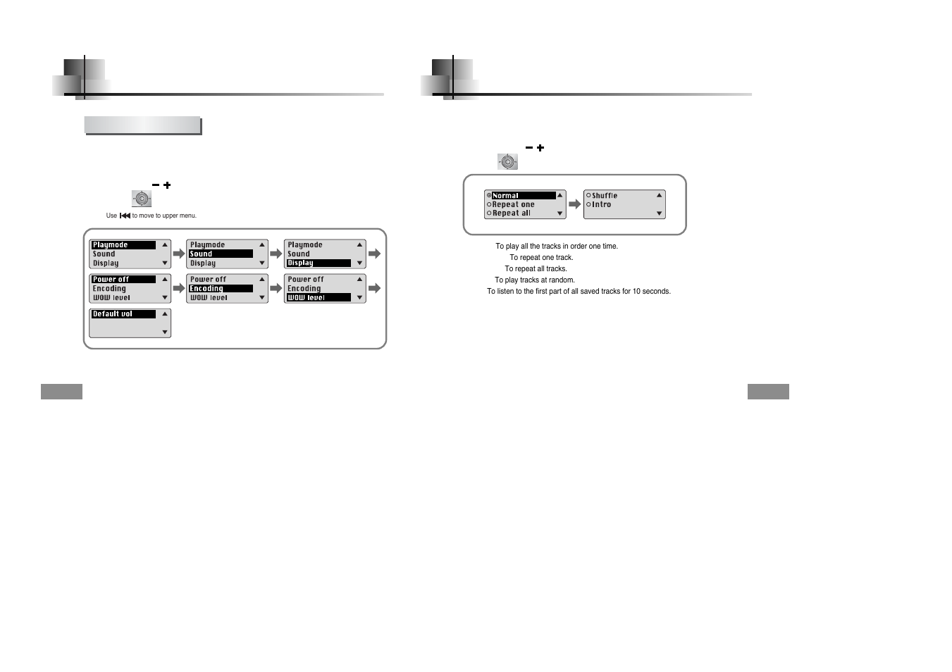Setting the advanced functions, Selecting the play mode | Samsung YPT5V-XAC User Manual | Page 21 / 29