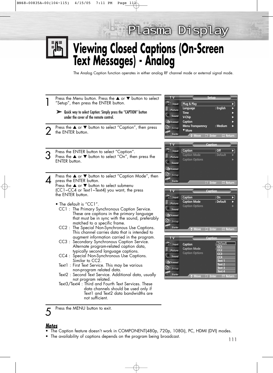 Samsung HPR5052X-XAP User Manual | Page 111 / 146