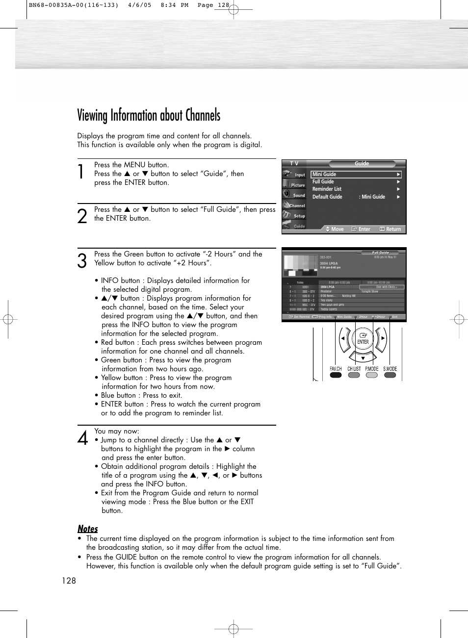 Viewing information about channels | Samsung HPR5052X-XAP User Manual | Page 128 / 146