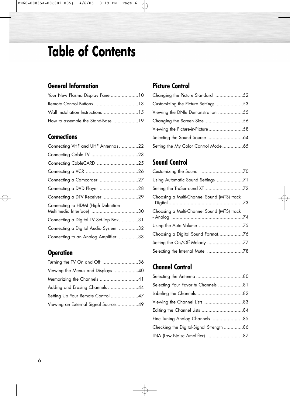 Samsung HPR5052X-XAP User Manual | Page 6 / 146