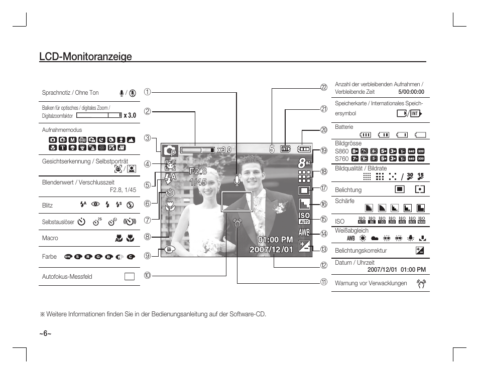 Lcd-monitoranzeige | Samsung EC-S860ZPBA-US User Manual | Page 23 / 114