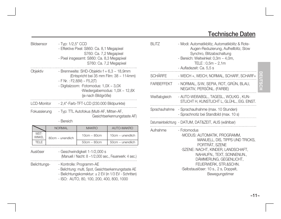 Technische daten | Samsung EC-S860ZPBA-US User Manual | Page 28 / 114