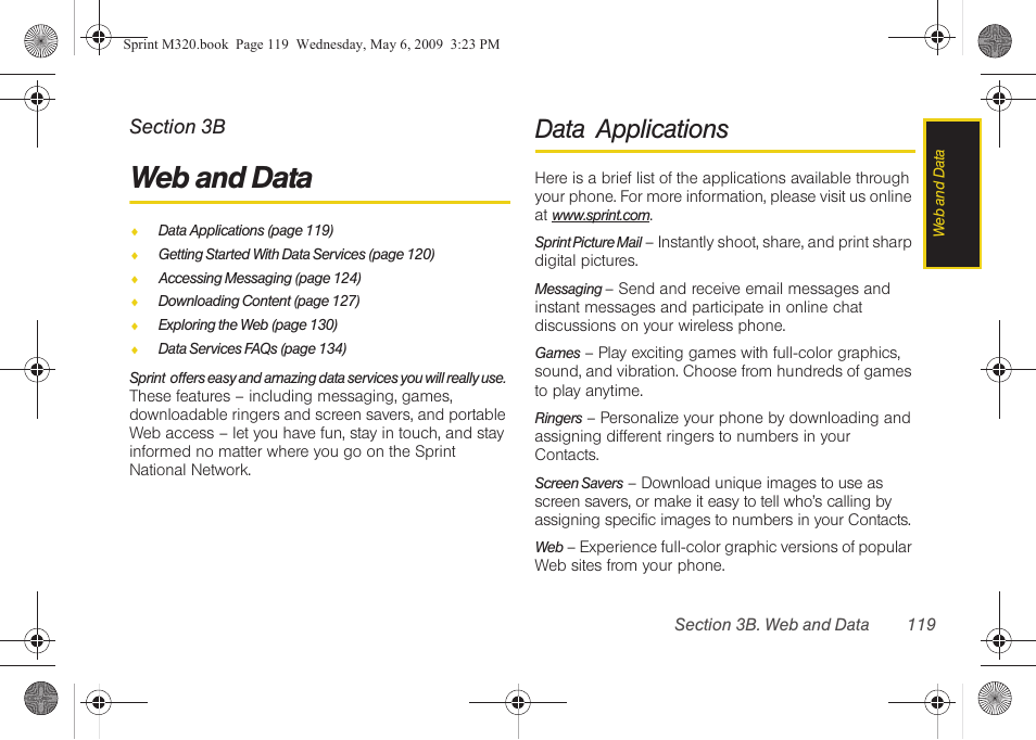 Web and data, Data applications, 3b. web and data | Samsung SPH-M320ZSASPR User Manual | Page 133 / 172