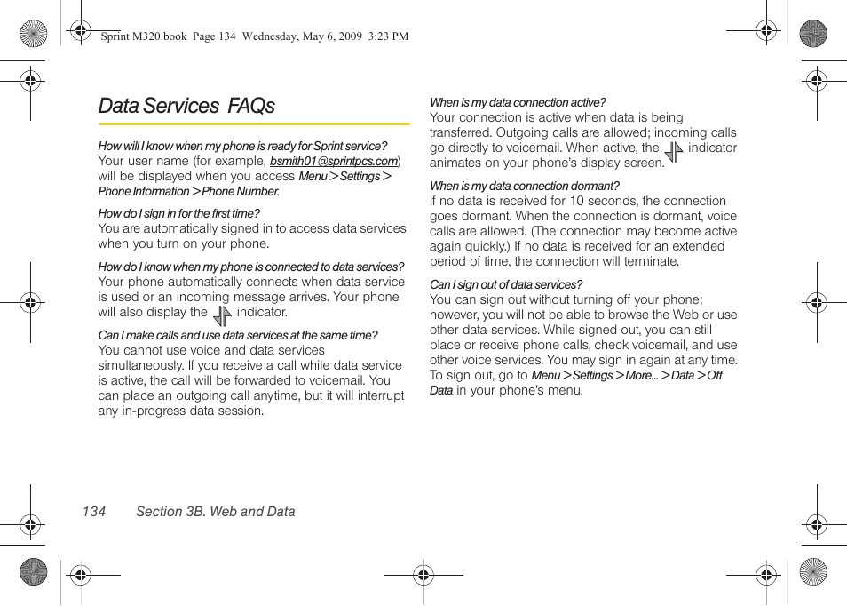 Data services faqs | Samsung SPH-M320ZSASPR User Manual | Page 148 / 172