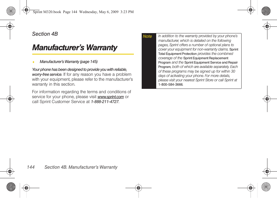 Manufacturer’s warranty, 4b. manufacturer’s warranty | Samsung SPH-M320ZSASPR User Manual | Page 158 / 172