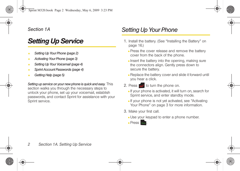 Setting up service, Setting up your phone, 1a. setting up service | Samsung SPH-M320ZSASPR User Manual | Page 16 / 172