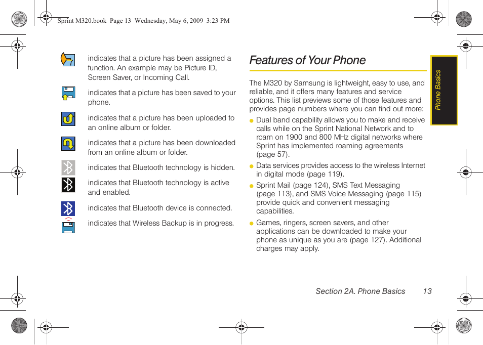 Features of your phone | Samsung SPH-M320ZSASPR User Manual | Page 27 / 172