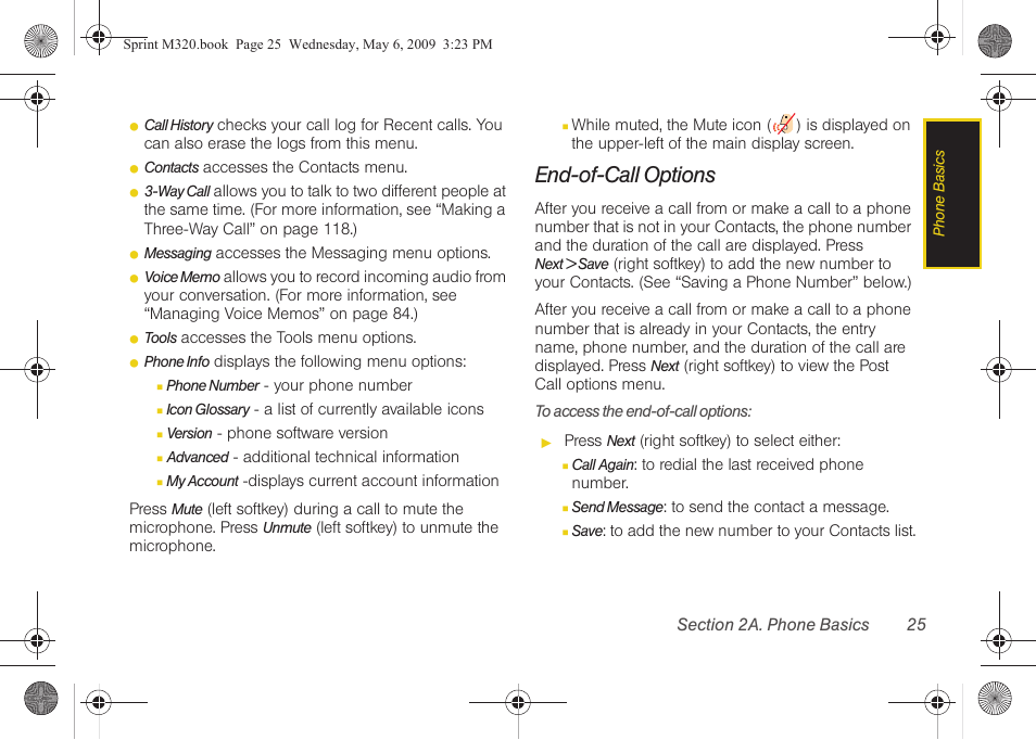 End-of-call options | Samsung SPH-M320ZSASPR User Manual | Page 39 / 172