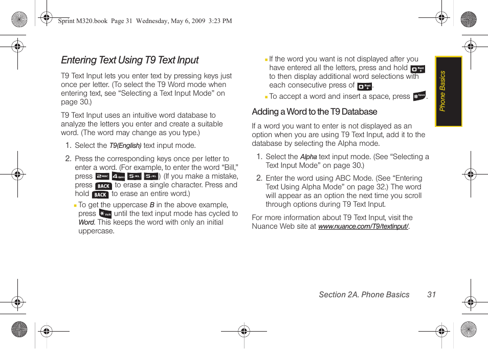 Entering text using t9 text input | Samsung SPH-M320ZSASPR User Manual | Page 45 / 172