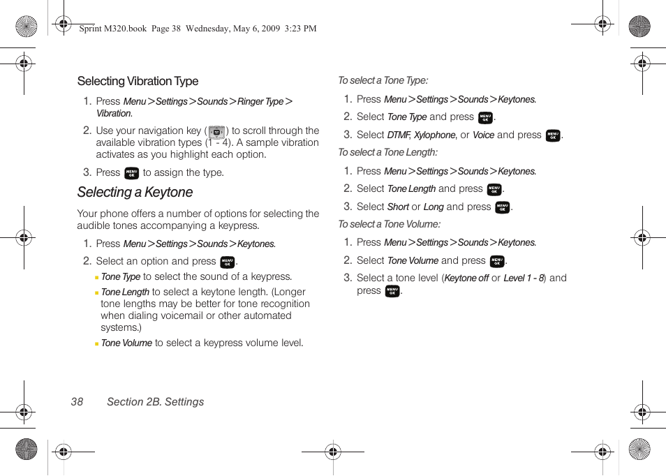 Selecting a keytone | Samsung SPH-M320ZSASPR User Manual | Page 52 / 172