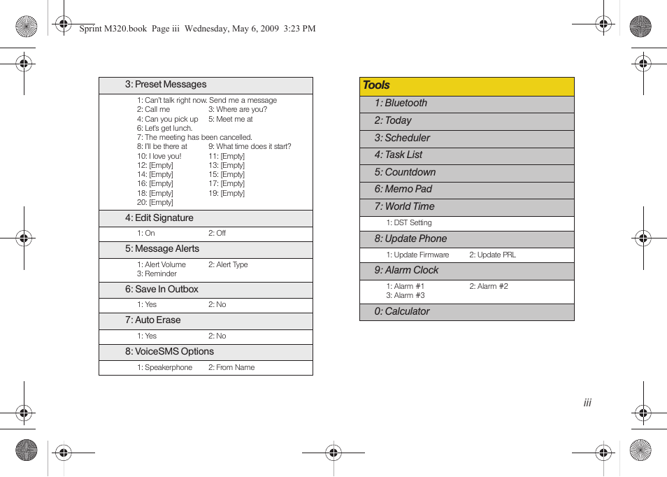 Tools | Samsung SPH-M320ZSASPR User Manual | Page 9 / 172