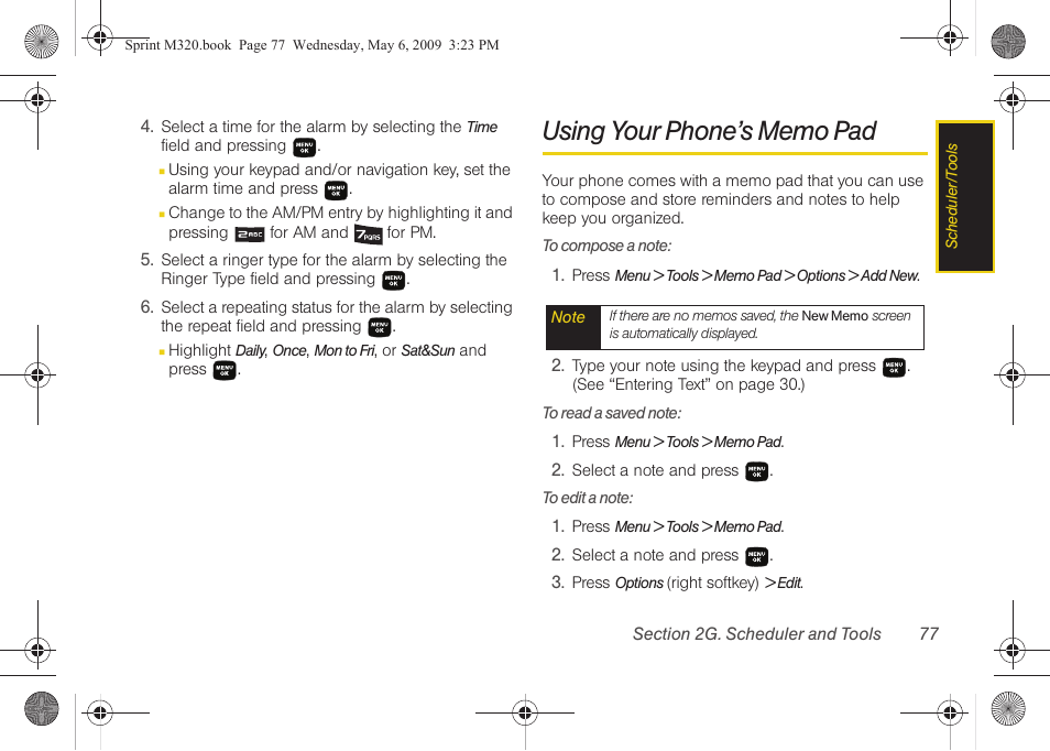 Using your phone’s memo pad | Samsung SPH-M320ZSASPR User Manual | Page 91 / 172