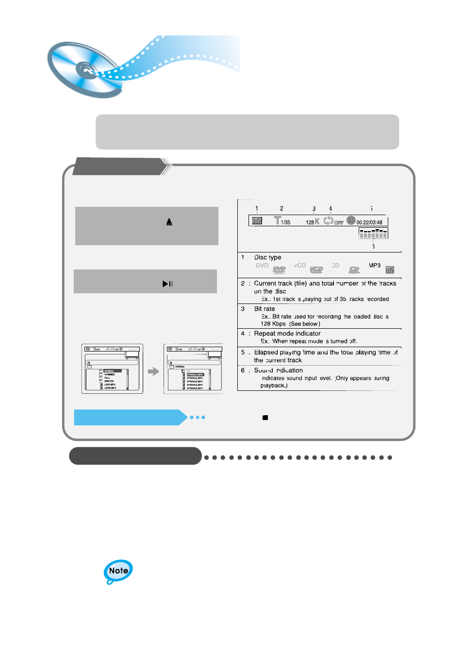 Mp3-cd playback, Starting playback, Cd-r mp3 disc | Samsung HTDM550UH-XAA User Manual | Page 18 / 48