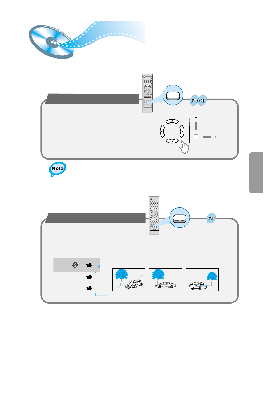Zoom/angle functions, Selecting the desired screen angle | Samsung HTDM550UH-XAA User Manual | Page 25 / 48