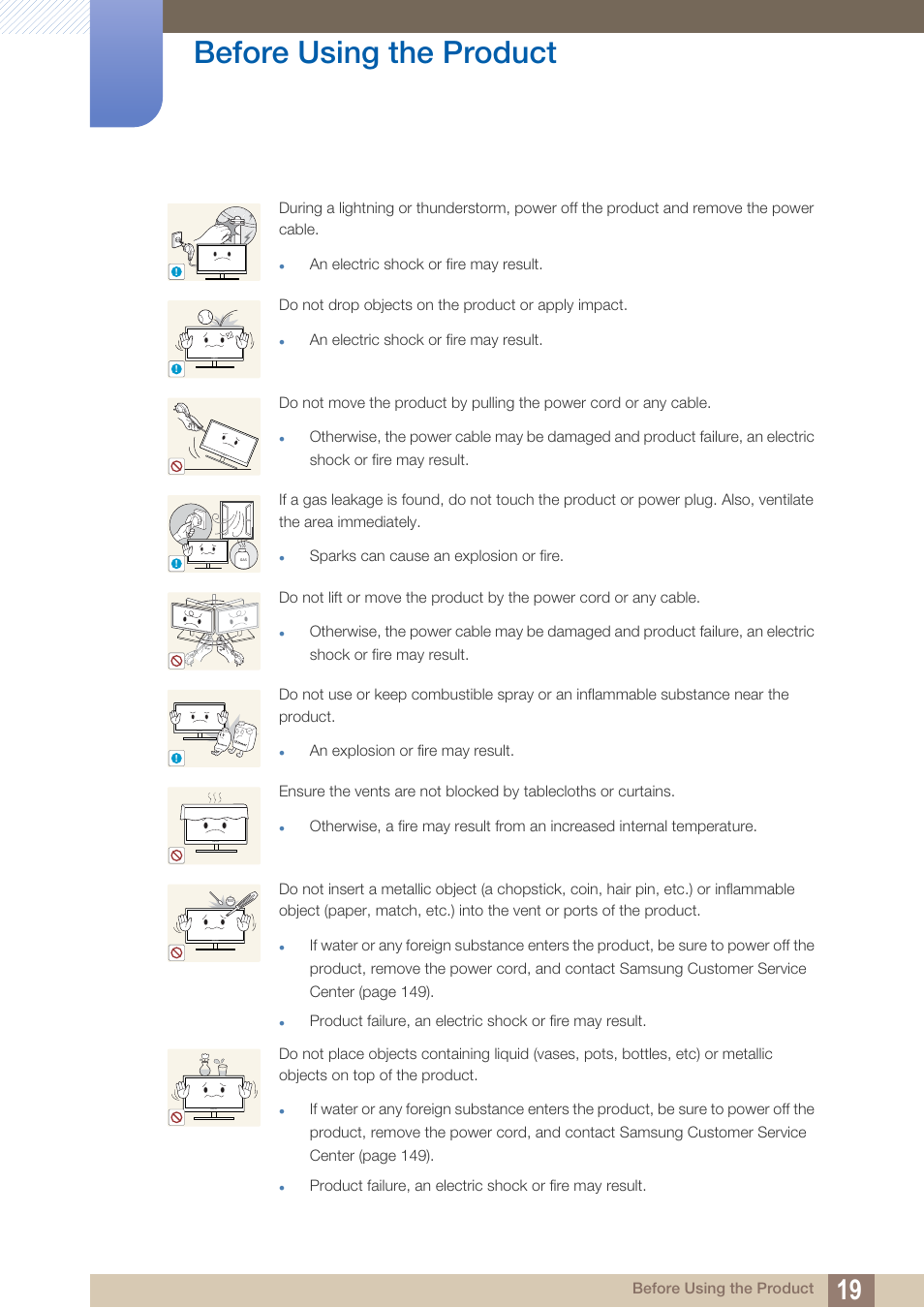 Before using the product | Samsung LS22B150NS-ZM User Manual | Page 19 / 160