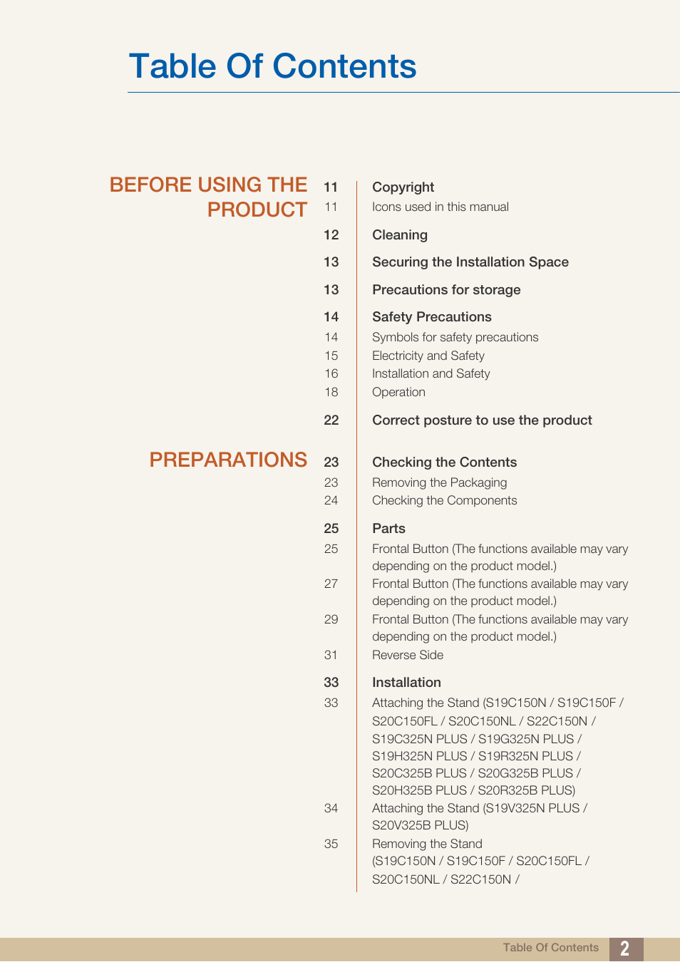Samsung LS22B150NS-ZM User Manual | Page 2 / 160