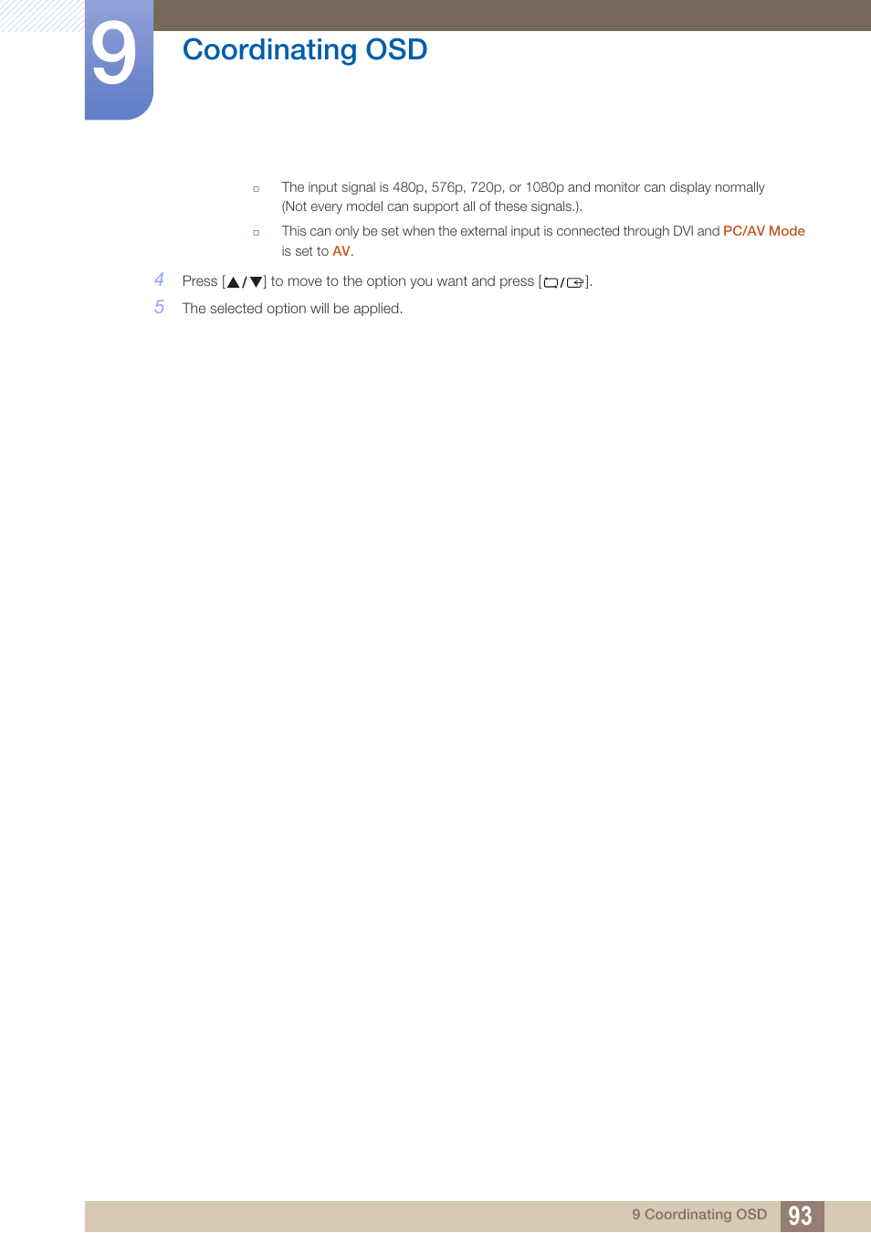 Coordinating osd | Samsung LS22B150NS-ZM User Manual | Page 93 / 160