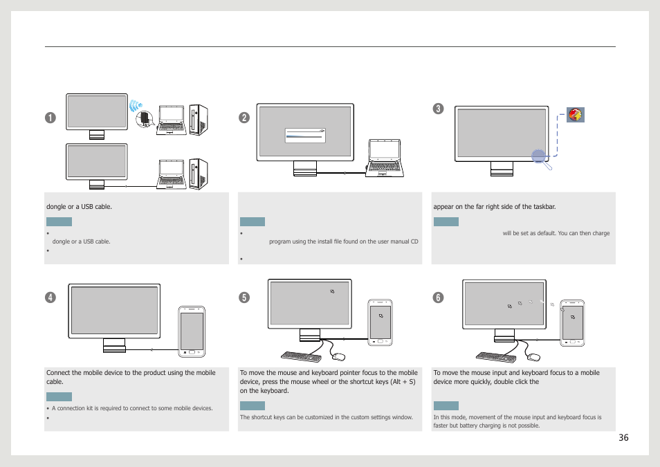 Using the mobile control | Samsung LC24B750XS-ZA User Manual | Page 36 / 89