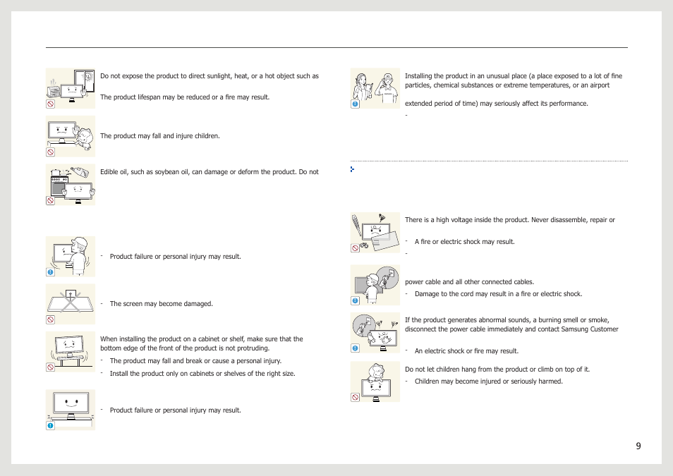 Operation and safety, Caution, Warning | Samsung LC24B750XS-ZA User Manual | Page 9 / 89