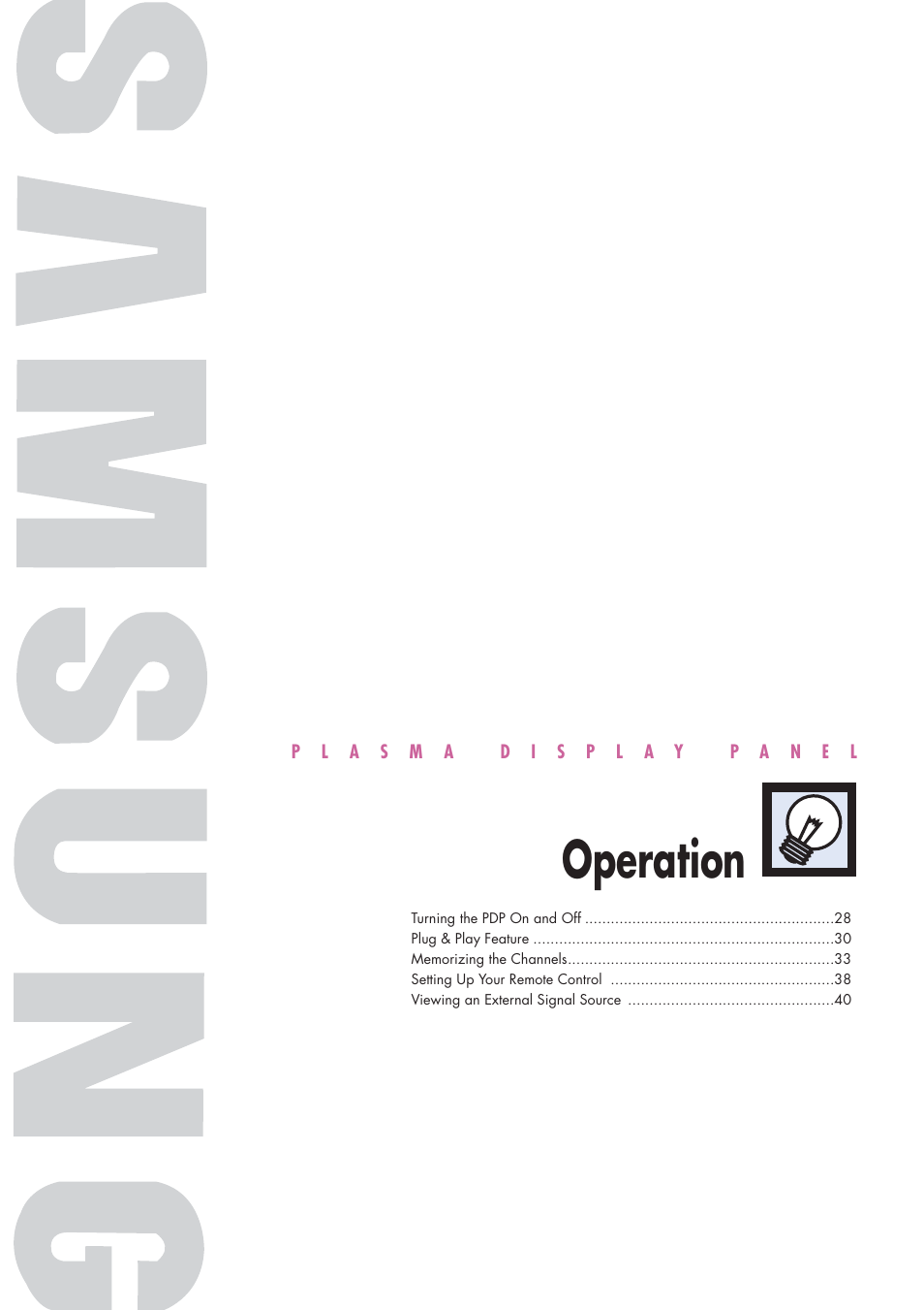 Operation | Samsung HPP5071X-XAA User Manual | Page 27 / 116
