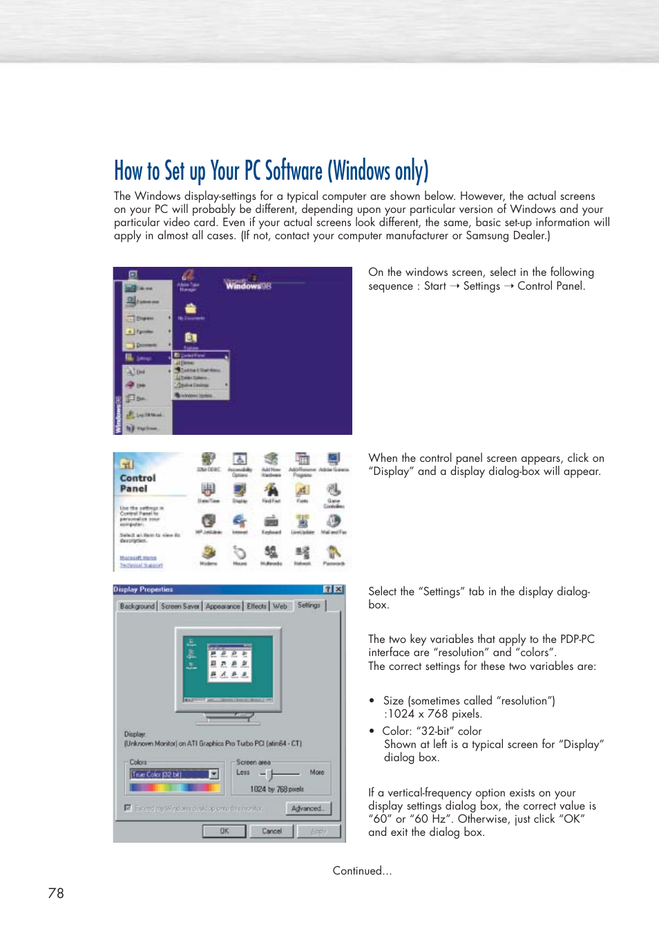 How to set up your pc software (windows only) | Samsung HPP5071X-XAA User Manual | Page 78 / 116