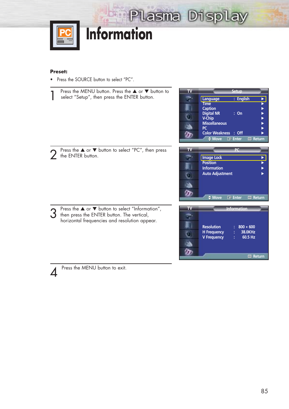 Information | Samsung HPP5071X-XAA User Manual | Page 85 / 116