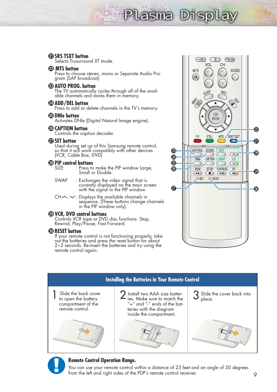 Samsung HPP5071X-XAA User Manual | Page 9 / 116