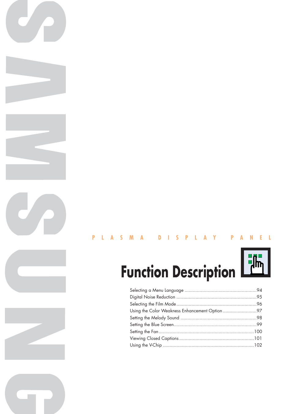 Function description | Samsung HPP5071X-XAA User Manual | Page 93 / 116
