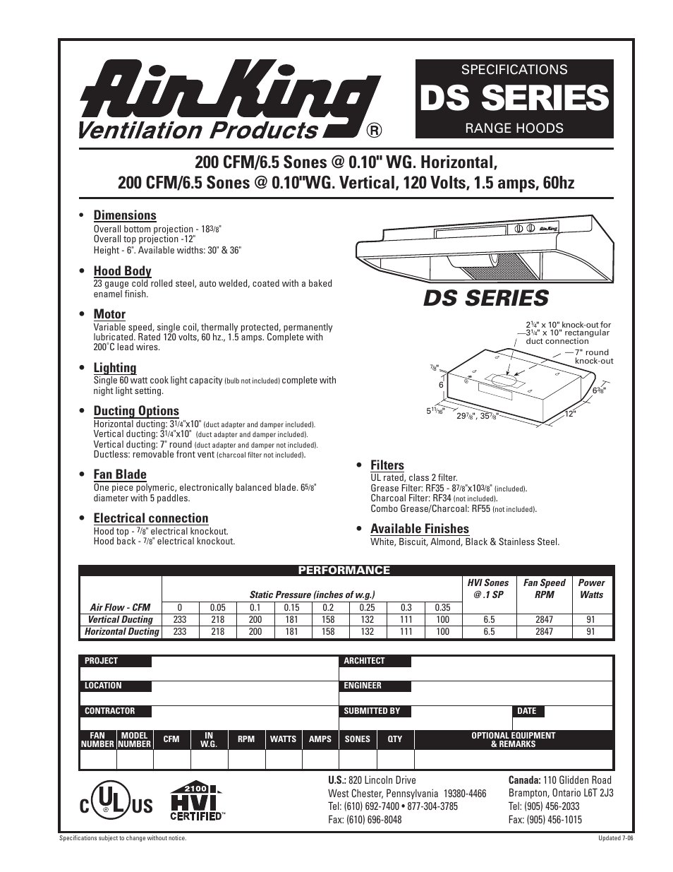 Air King DS Series User Manual | 1 page