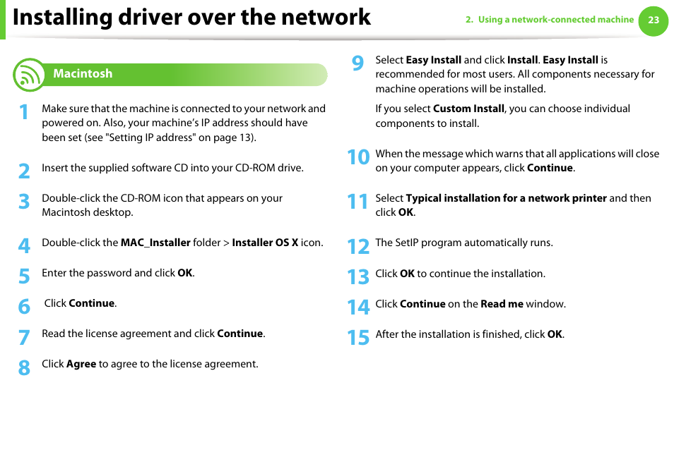 Macintosh, Installing driver over the network | Samsung ML-4512ND-XAA User Manual | Page 149 / 272