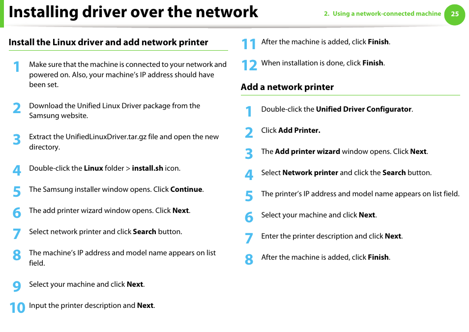 Installing driver over the network | Samsung ML-4512ND-XAA User Manual | Page 151 / 272