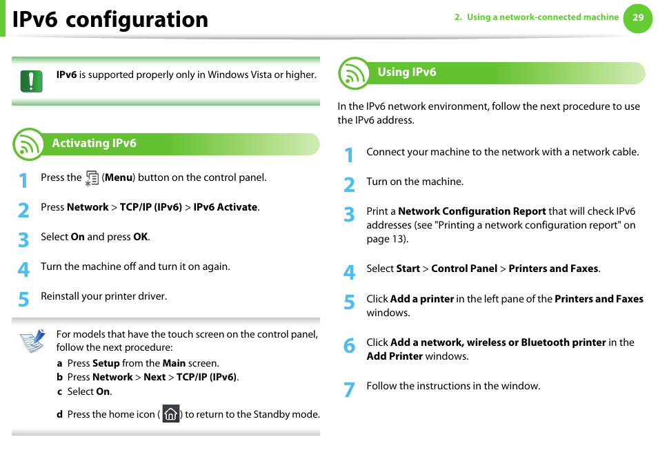 Ipv6 configuration, Activating ipv6, Using ipv6 | Samsung ML-4512ND-XAA User Manual | Page 155 / 272