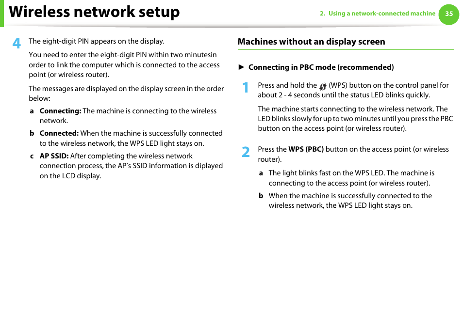 Wireless network setup | Samsung ML-4512ND-XAA User Manual | Page 161 / 272
