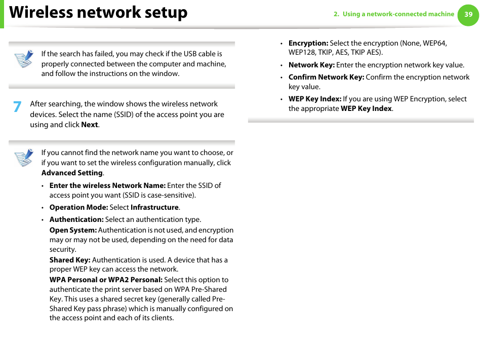 Wireless network setup | Samsung ML-4512ND-XAA User Manual | Page 165 / 272