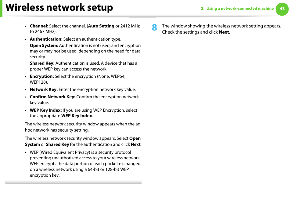 Wireless network setup | Samsung ML-4512ND-XAA User Manual | Page 169 / 272