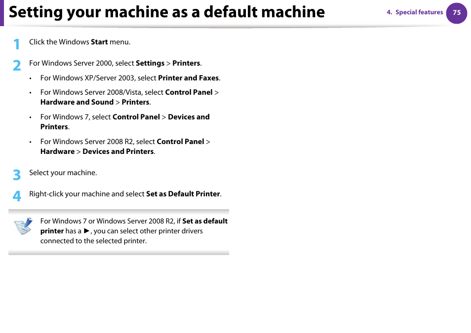 Setting your machine as a default machine | Samsung ML-4512ND-XAA User Manual | Page 201 / 272