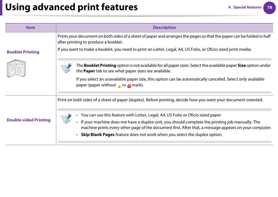 Using advanced print features | Samsung ML-4512ND-XAA User Manual | Page 204 / 272