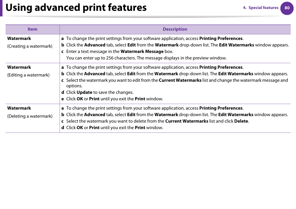 Using advanced print features | Samsung ML-4512ND-XAA User Manual | Page 206 / 272