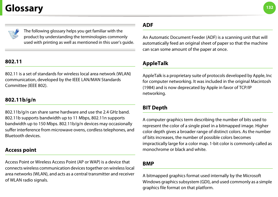 Glossary | Samsung ML-4512ND-XAA User Manual | Page 258 / 272