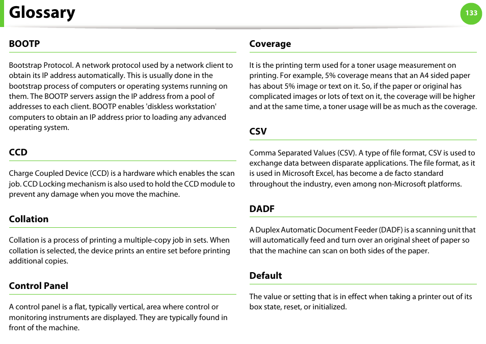 Glossary | Samsung ML-4512ND-XAA User Manual | Page 259 / 272